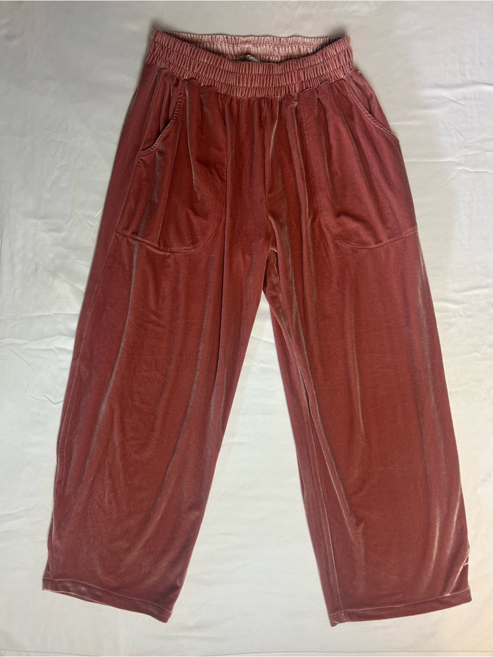 Red Sky Dusty Rose Velvet Wide-Leg Pants — Women’s Small